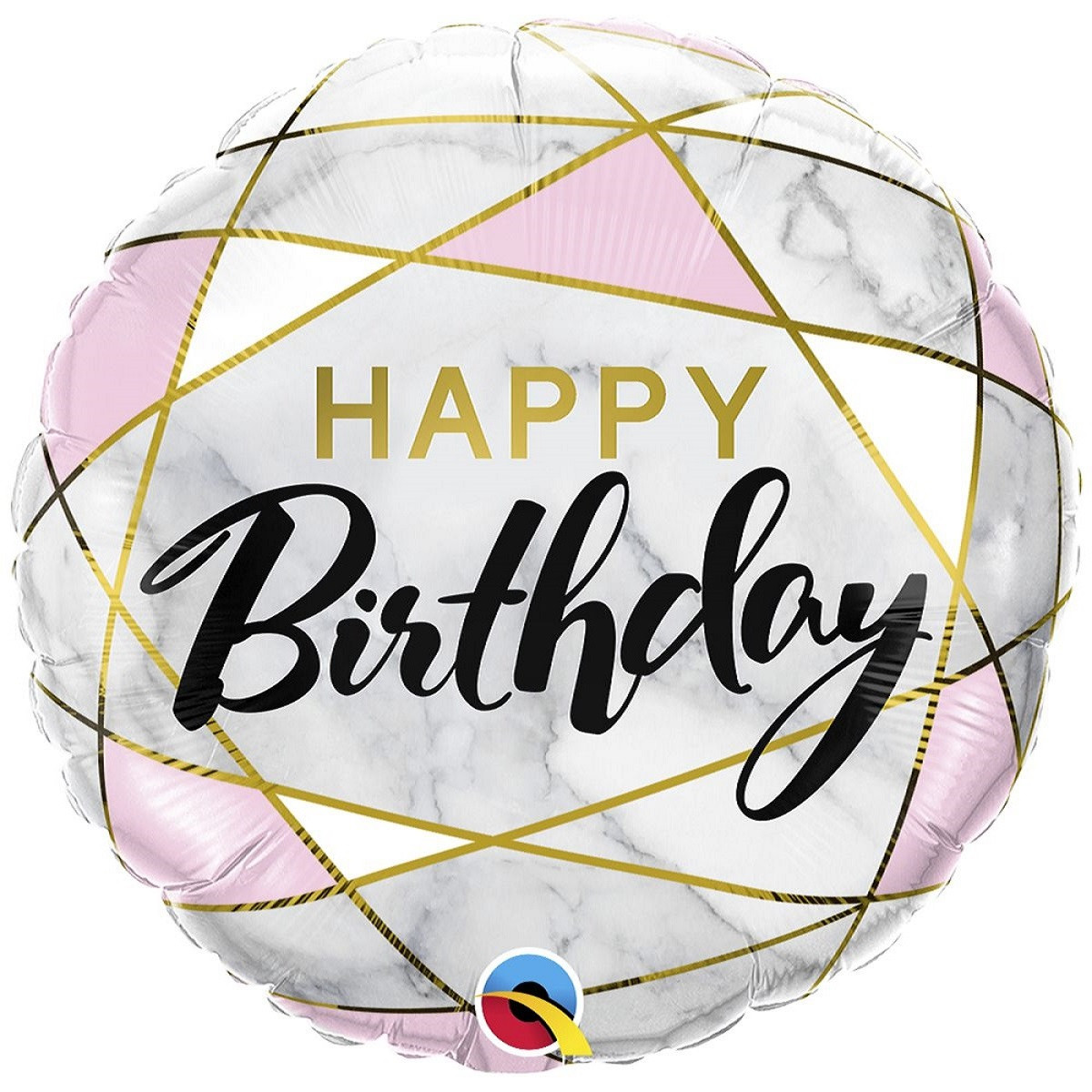 1-1077-1 Шар Круг "Happy Birthday" мрамор 45 см