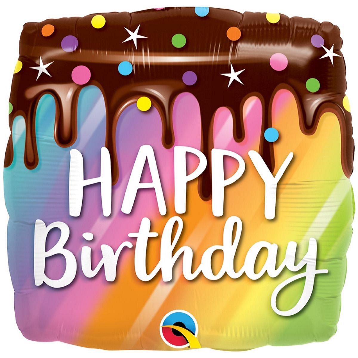 1-1094-1 Шар Квадрат "Happy Birthday" пирожное с глазурью 45 см.