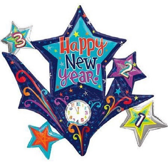 1-1287-1 Шар фигура Салюты Happy New Year