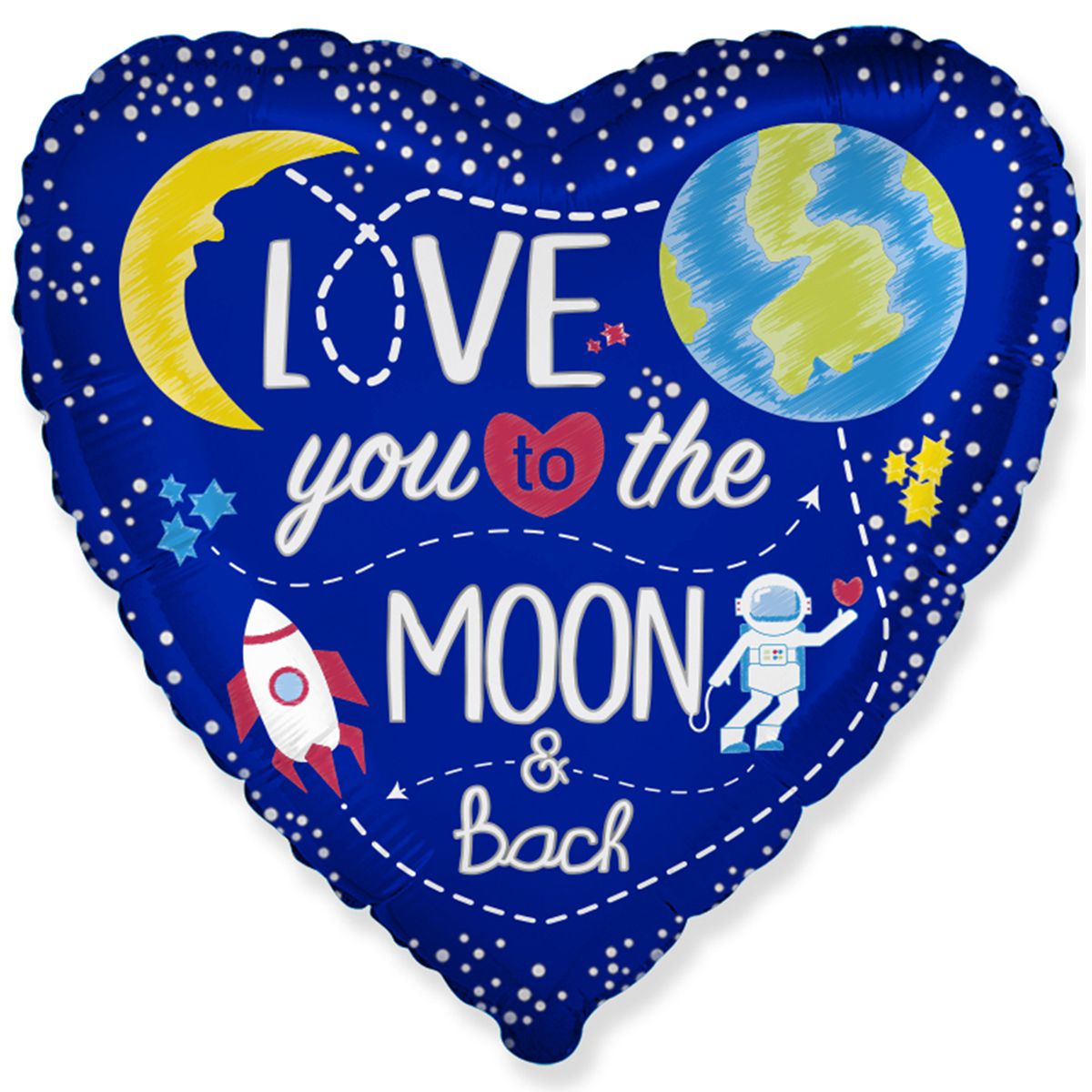 1 Куля Серце "Love you Moon" синя