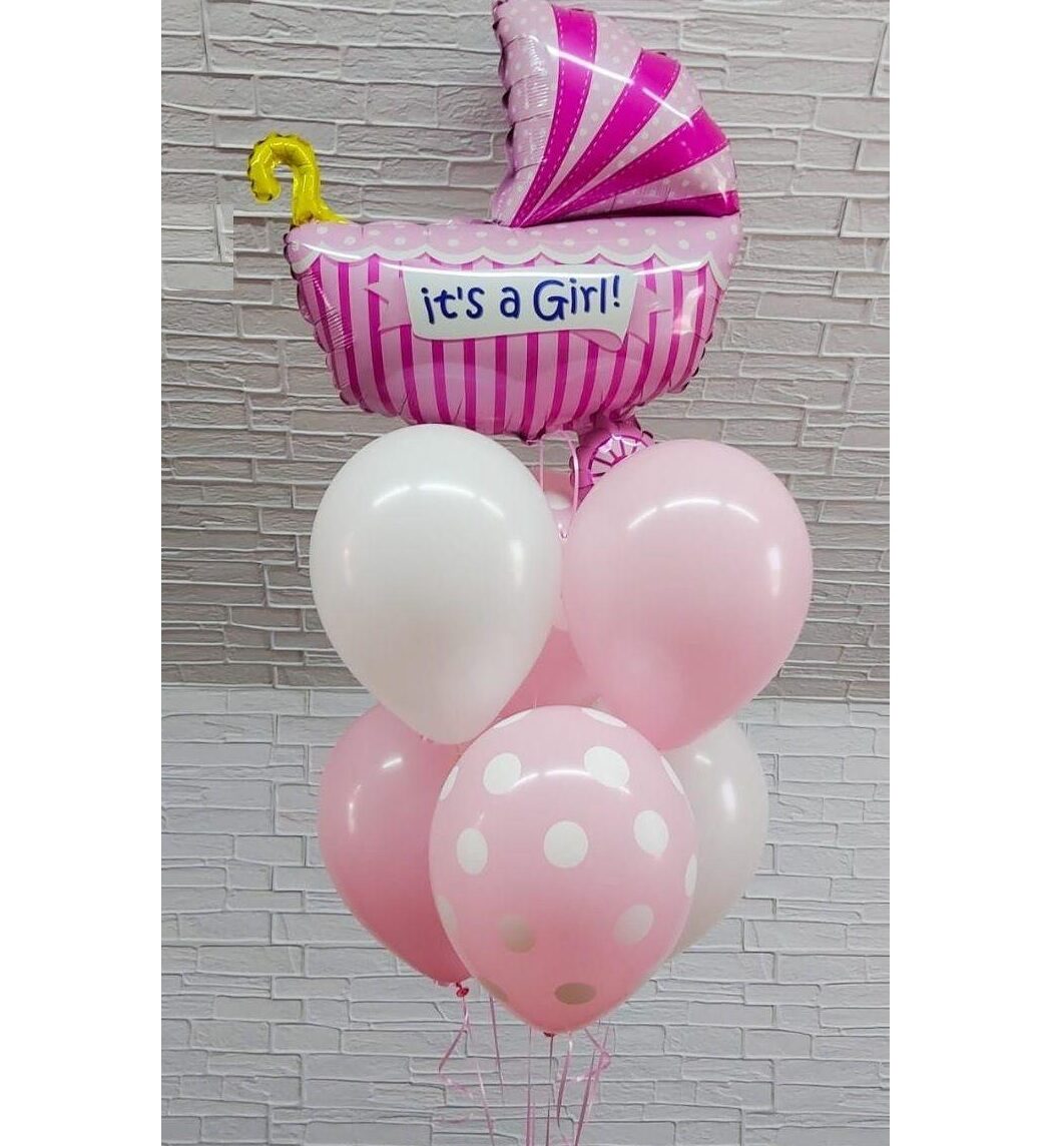 2324 Набор воздушных шаров гелиевых на выписку из роддома девочка "It's a Girl!"